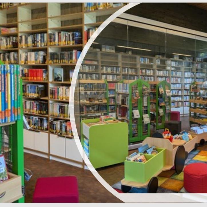 Unsere Bücherei mit den neuen Möbeln